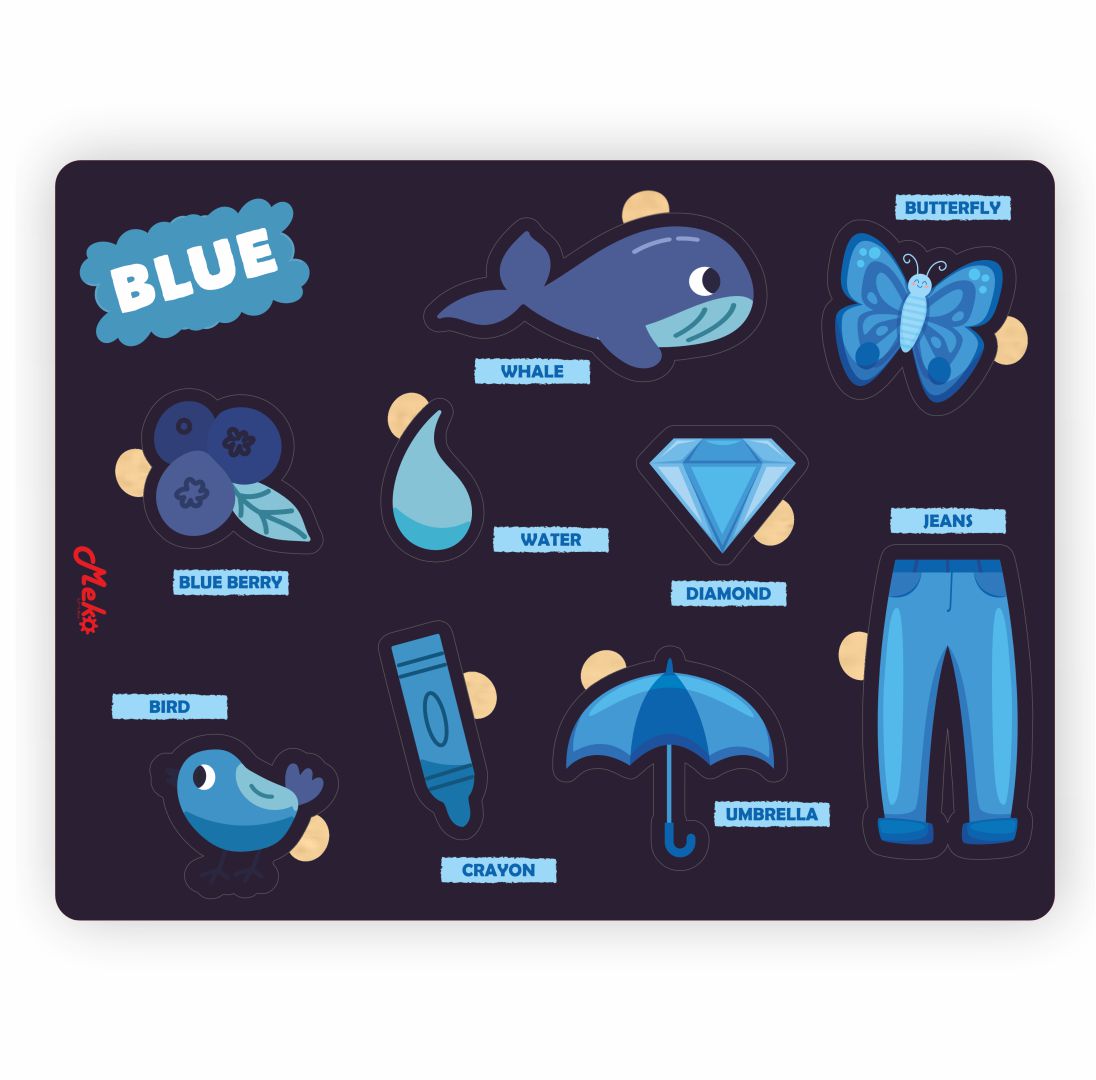 Meko Blue Color Recognition Wooden Puzzle Board