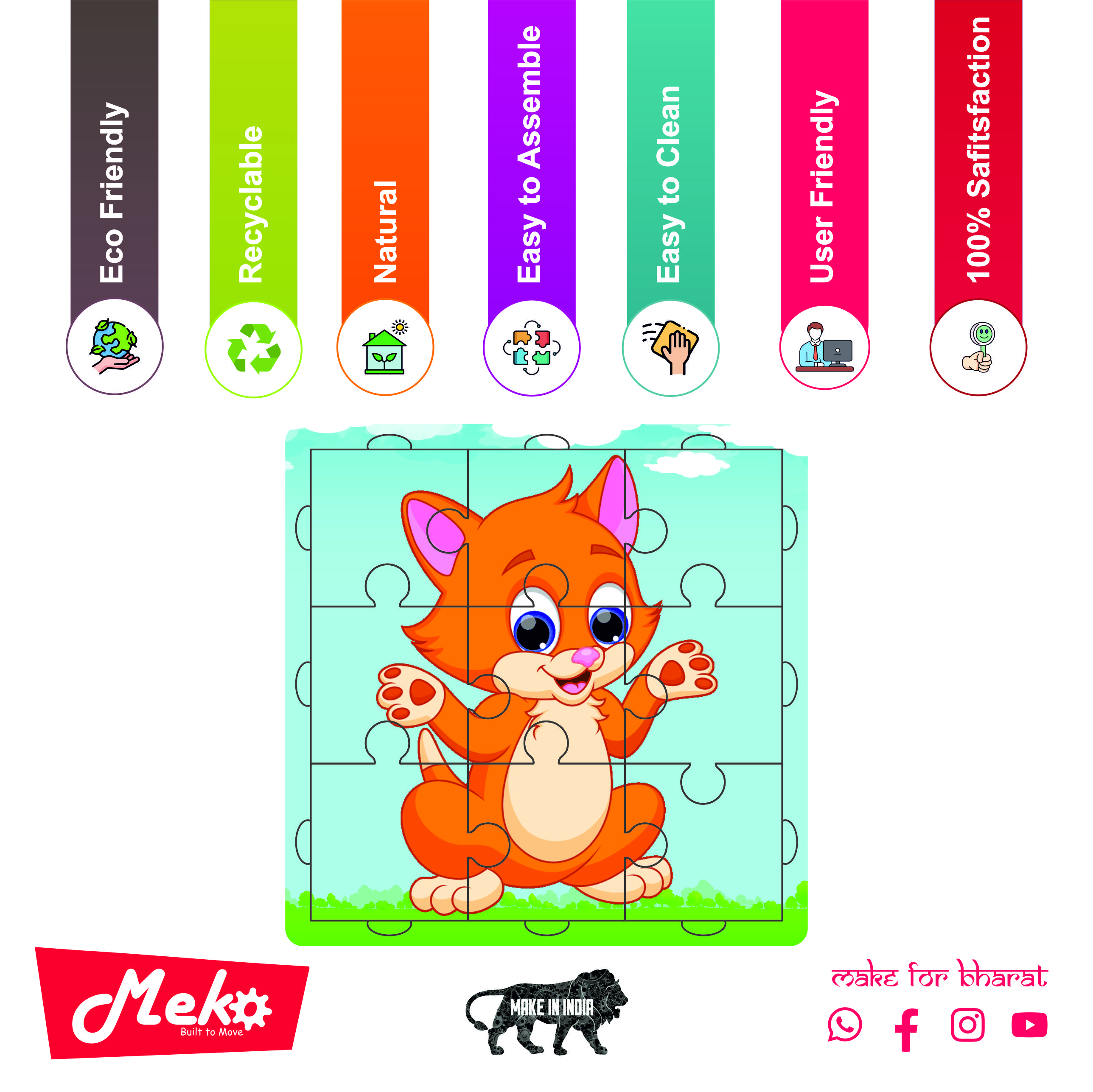 Cute Cat Wooden Puzzle for Kids