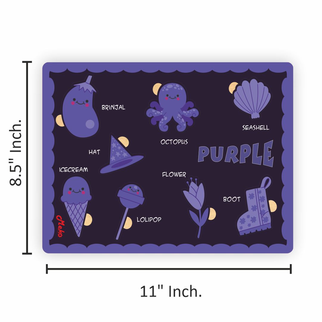 MEKO Purple Color Wooden Knob Puzzle Board