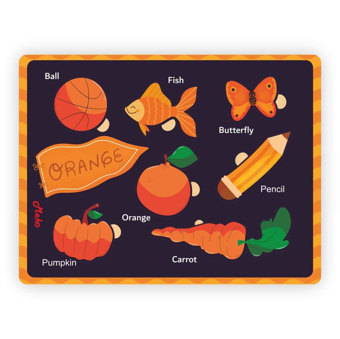 Meko Orange Color Recognition Wooden Puzzle Board