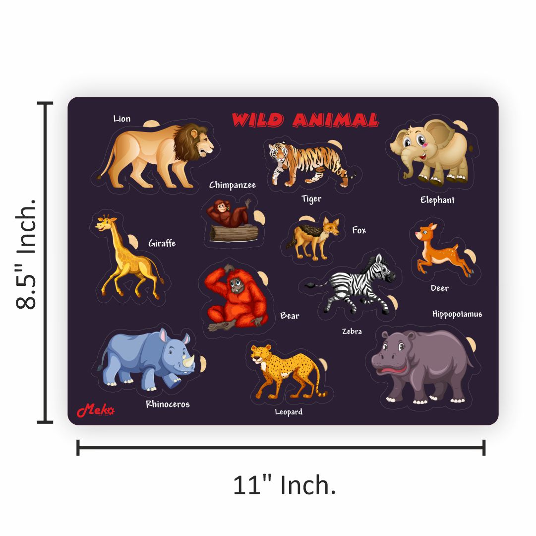Meko Wild Animals Wooden Learning Puzzle Board