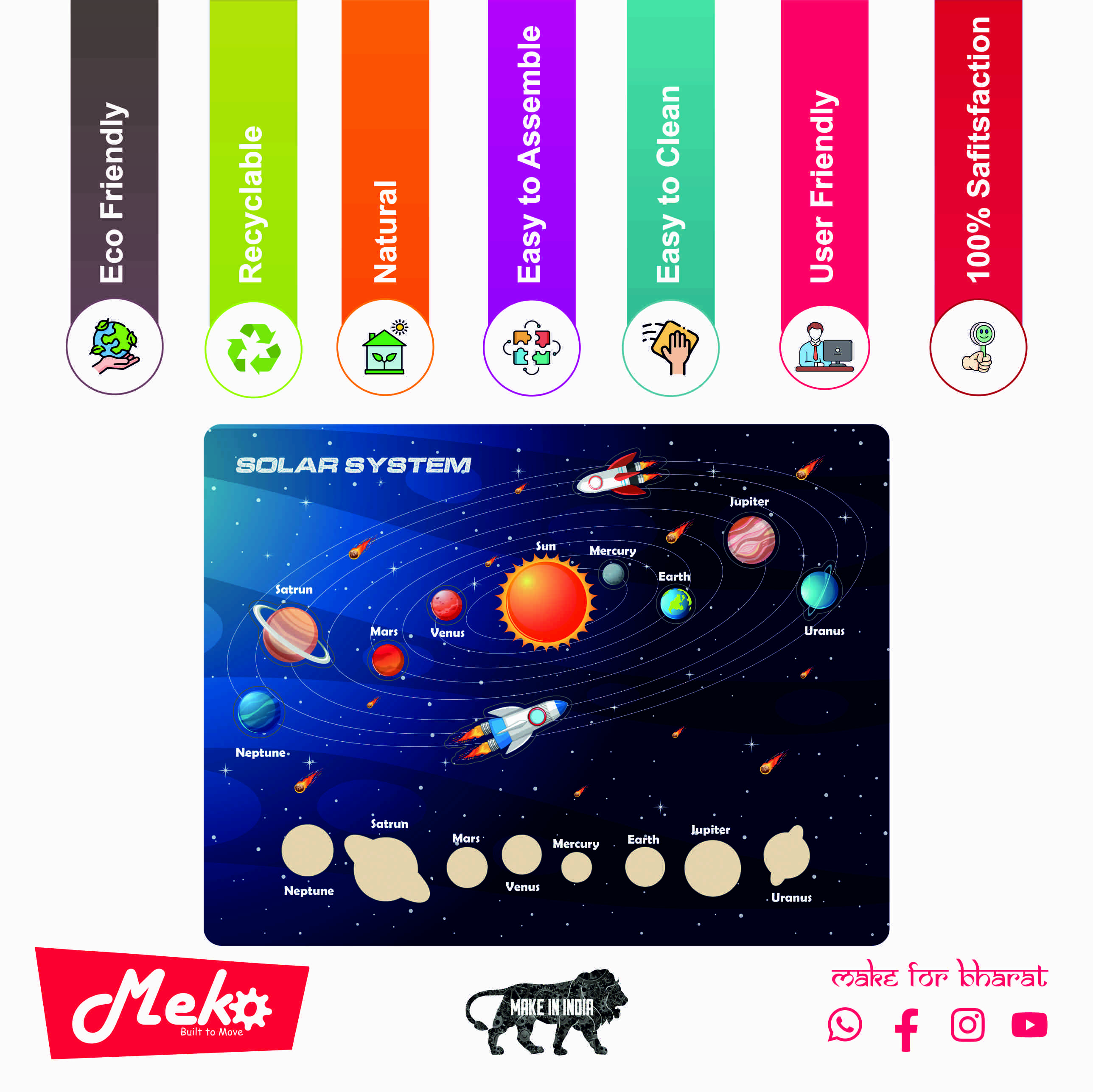 Solar System Wooden Learning Puzzle for Kids