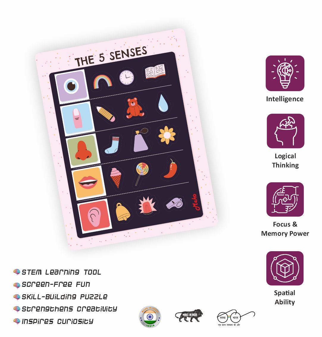 The 5 Senses Wooden Learning Puzzle Board