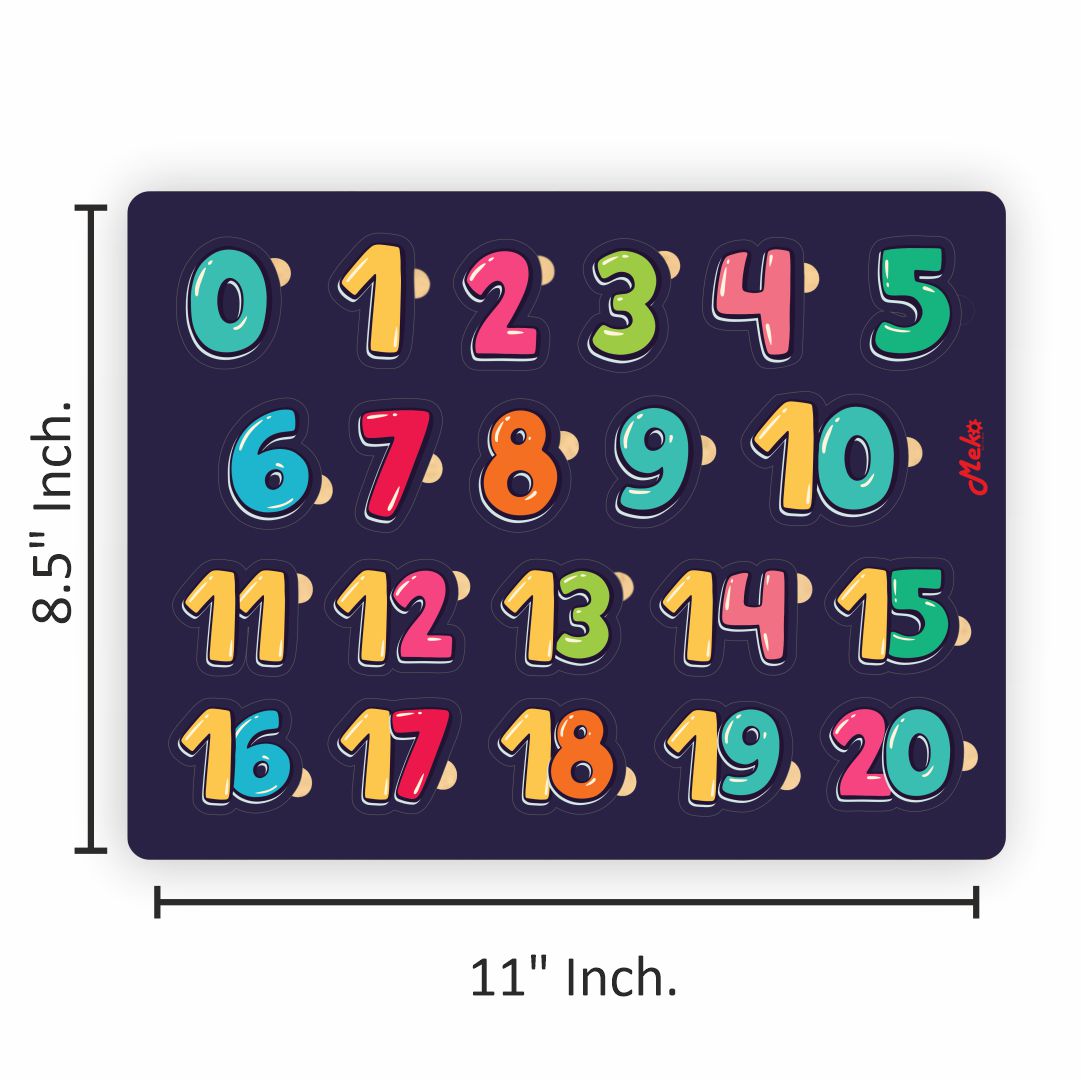 1 to 20 Number Wooden Puzzle Board