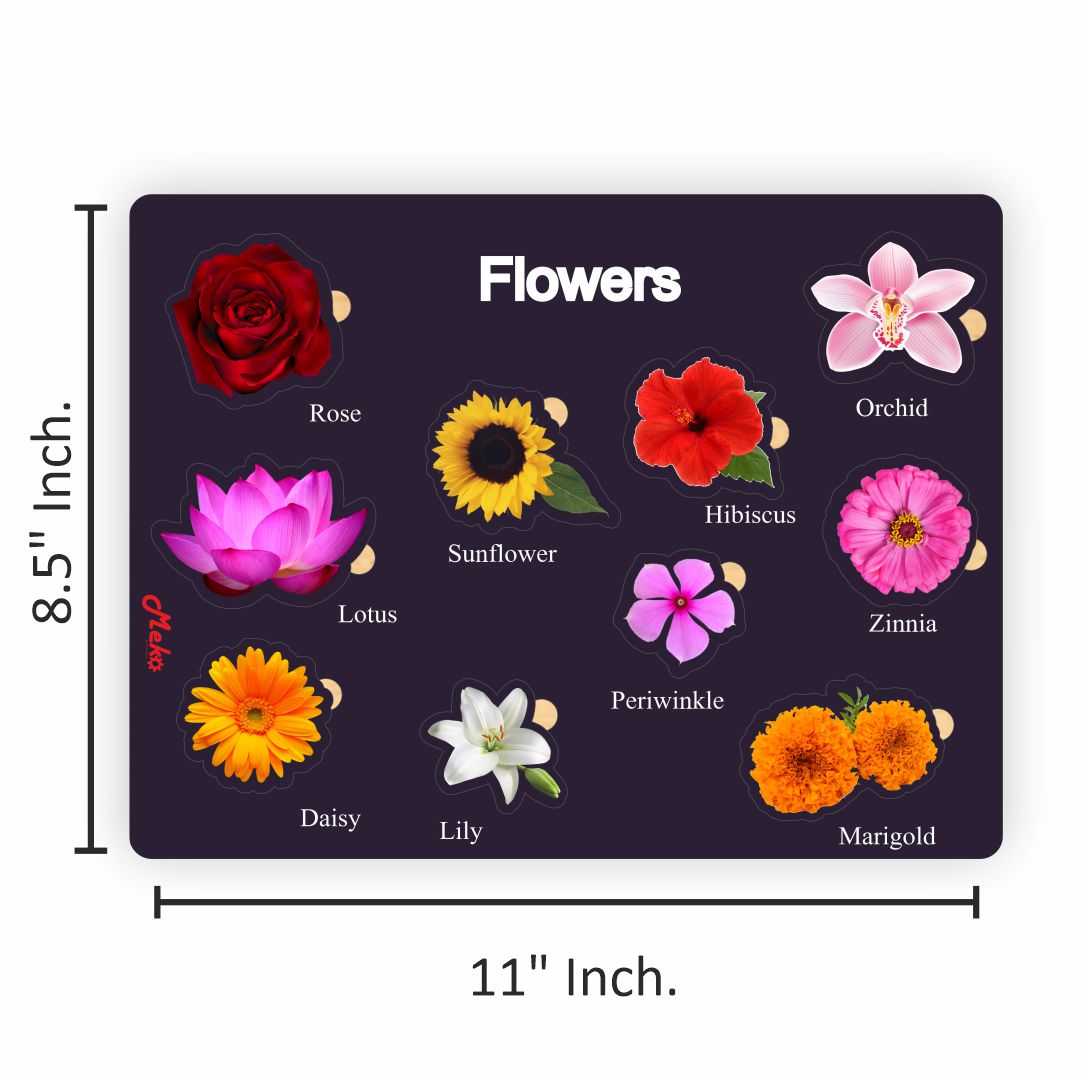 Meko Flowers Wooden Puzzle Board
