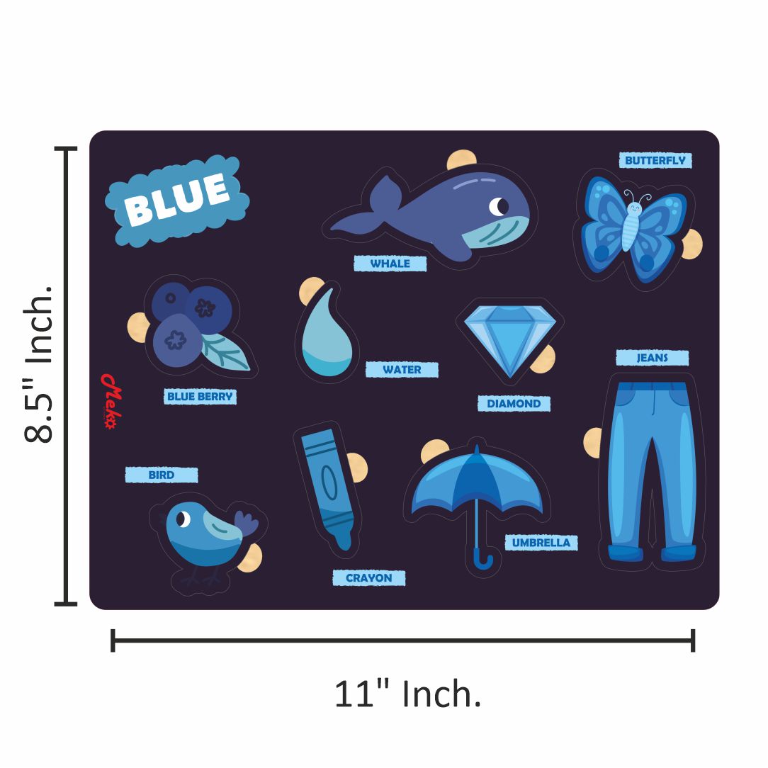 Meko Blue Color Recognition Wooden Puzzle Board