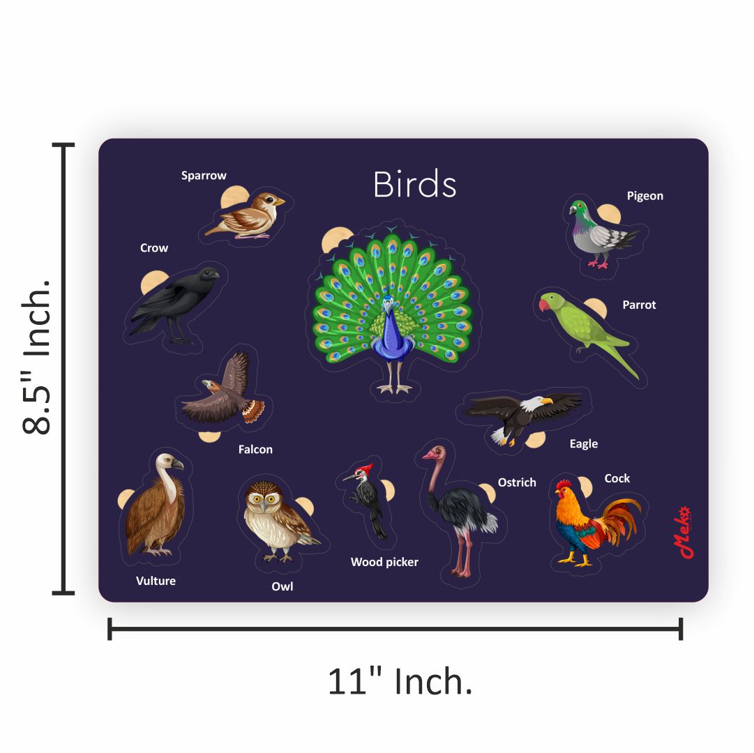 Meko Birds Wooden Learning Puzzle Board