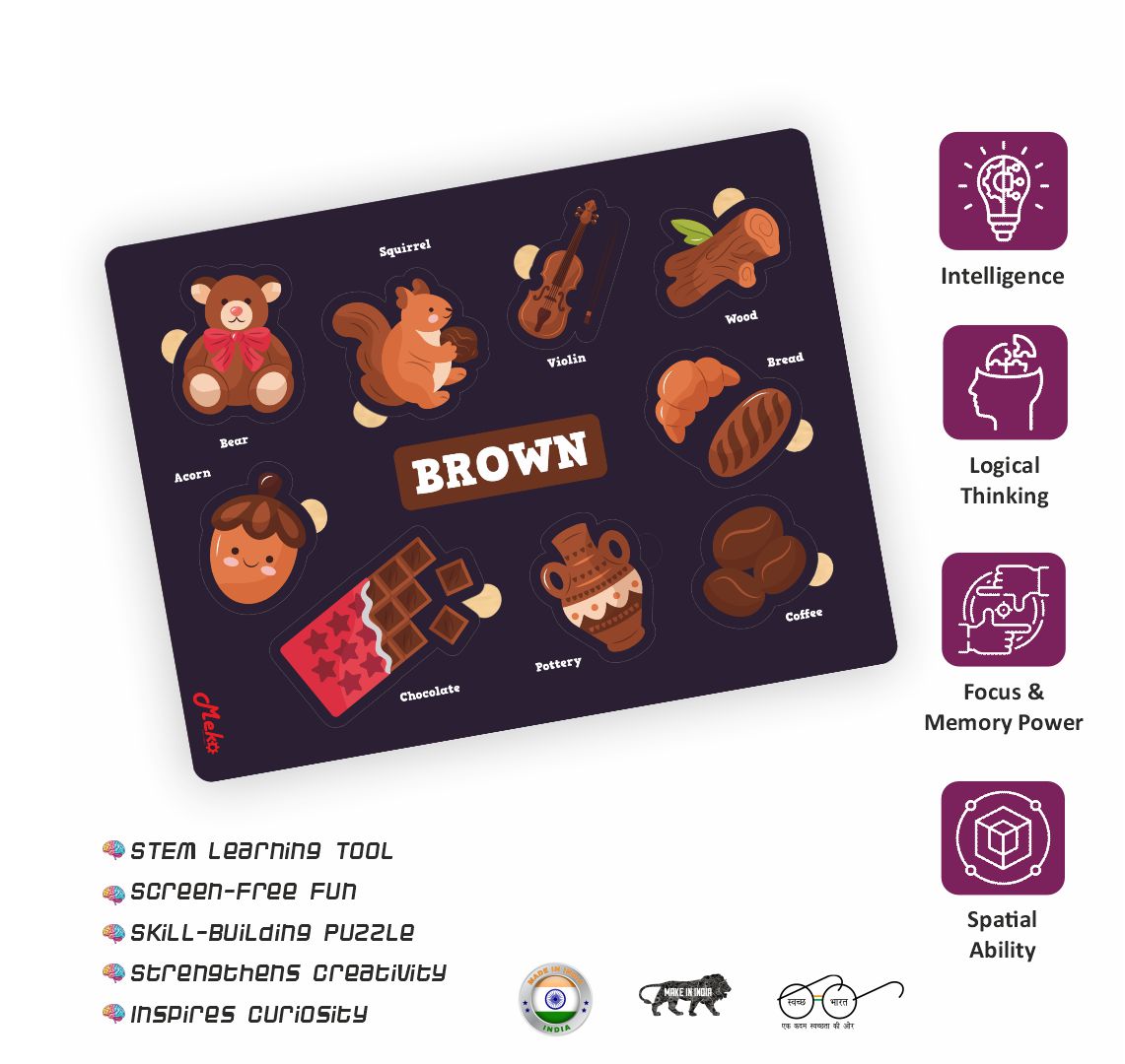 Meko Brown Color Recognition Wooden Puzzle Board