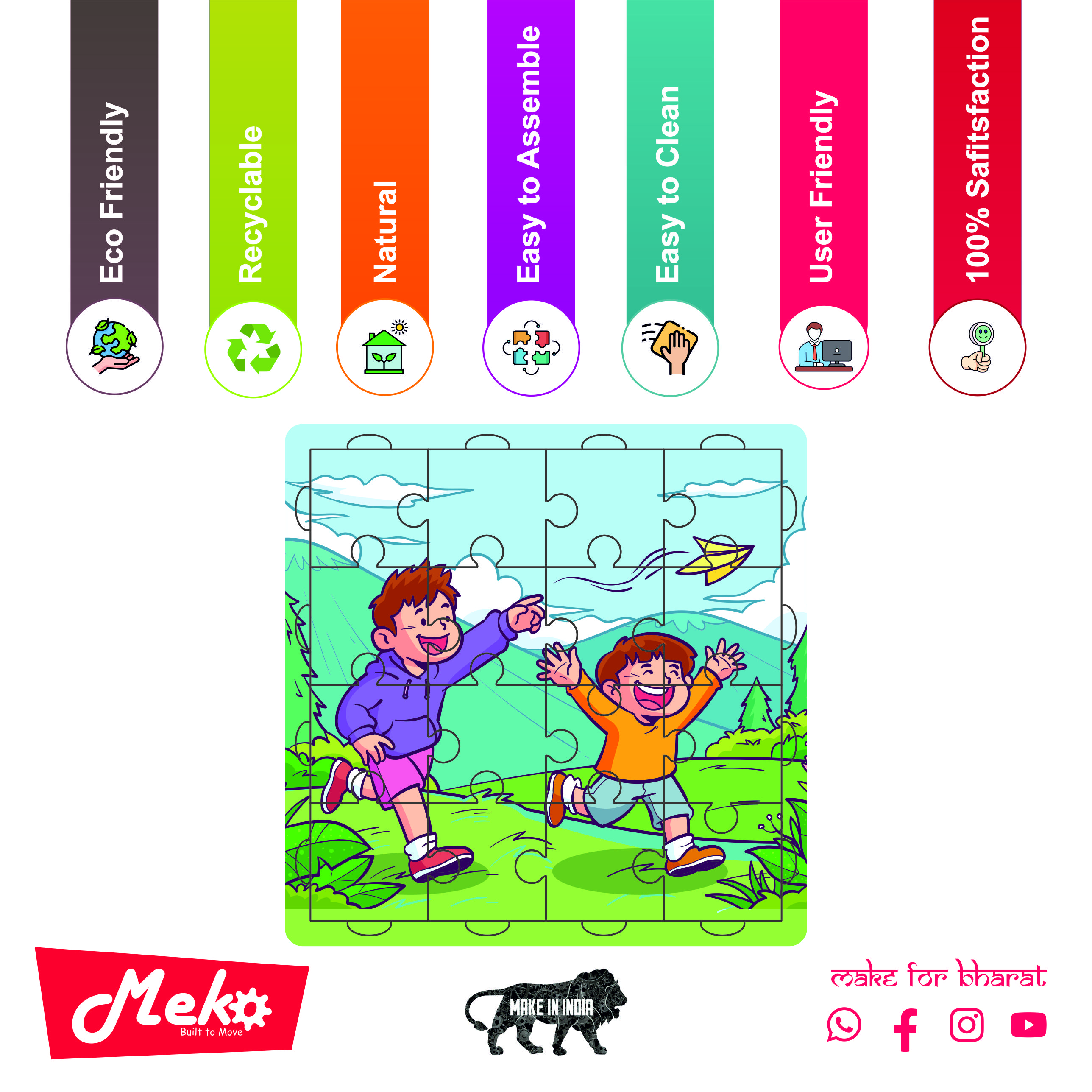 Kids Outdoor Fun Wooden Puzzle (Playtime Theme)