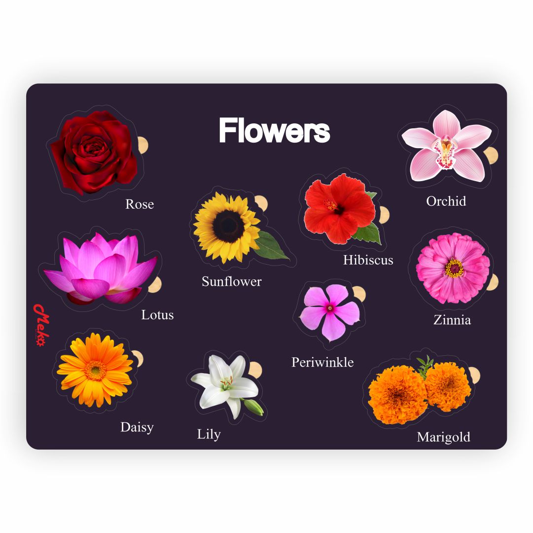 Meko Flowers Wooden Puzzle Board