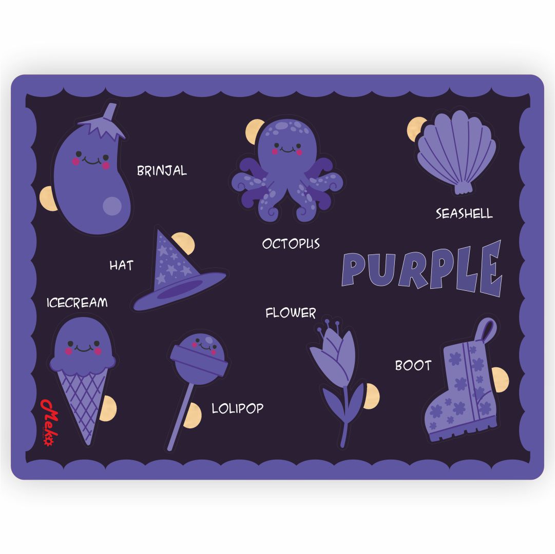 MEKO Purple Color Wooden Knob Puzzle Board